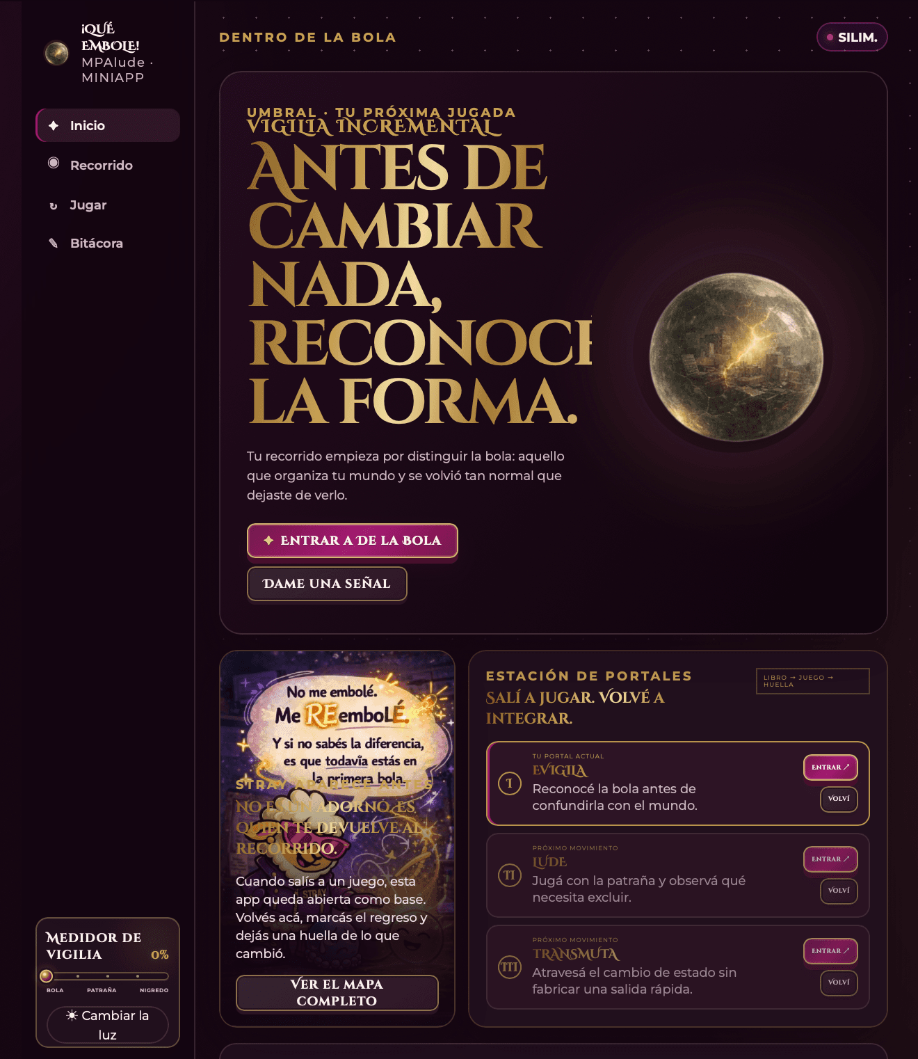 Inicio de la miniapp interactiva de ¡Qué Embole!